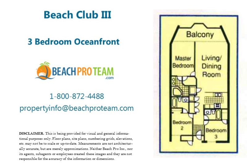 Beach Club III Floor Plan - 3 Bedroom Oceanfront